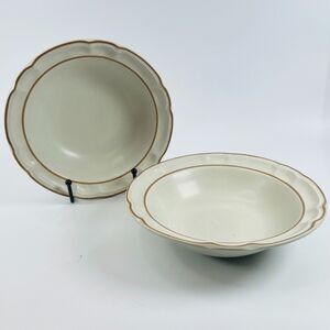 2 Vintage Cordella Collection Burnet Stoneware Bowls Scalloped Edge Japan MCM